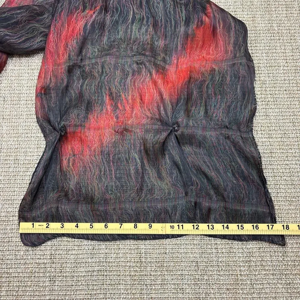 🔥 Sheer Chiffon Scarf | Black & Red Flame Swirl Print